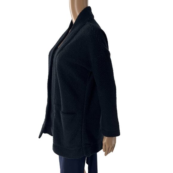 Marine Layer Black Birdseye Open Front Cotton Cardigan Sweater - Picture 5 of 8